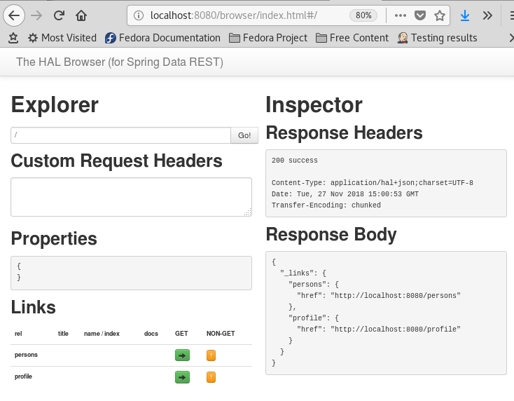 Using HAL Browser with Spring Boot