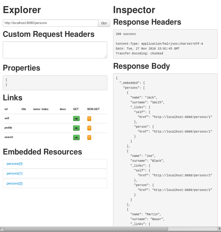 Using HAL Browser with Spring Boot