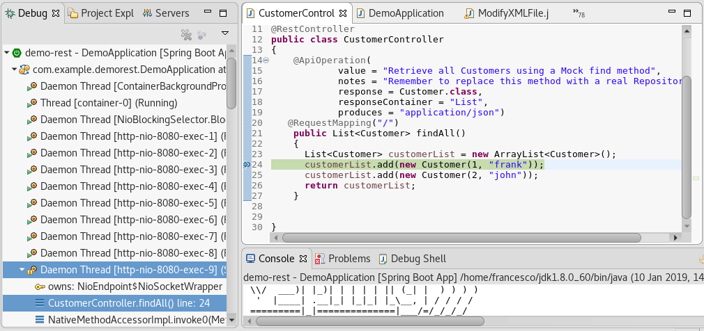 Debugging spring boot with eclipse