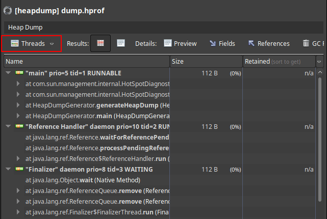 Extract Thread Dump from Heap Dump